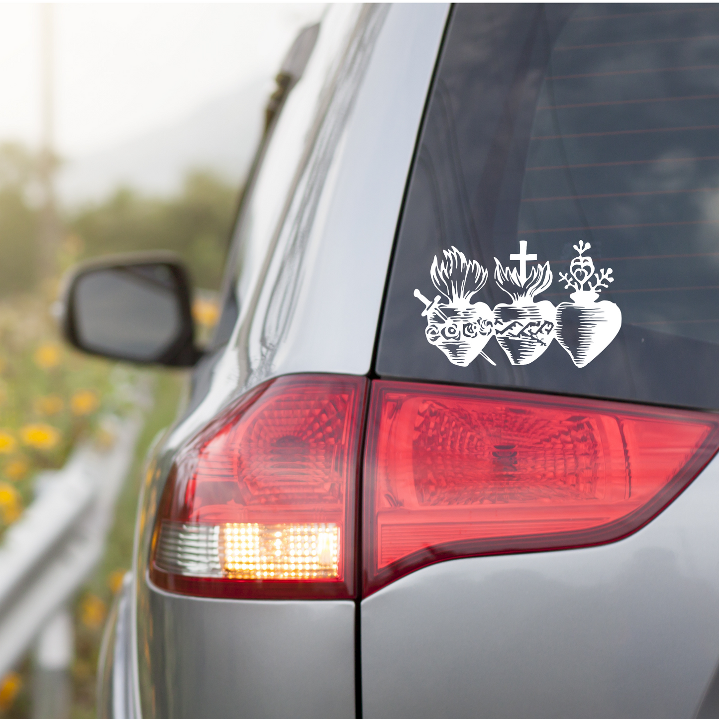 Consecration to the Three Hearts Catholic Car Decal