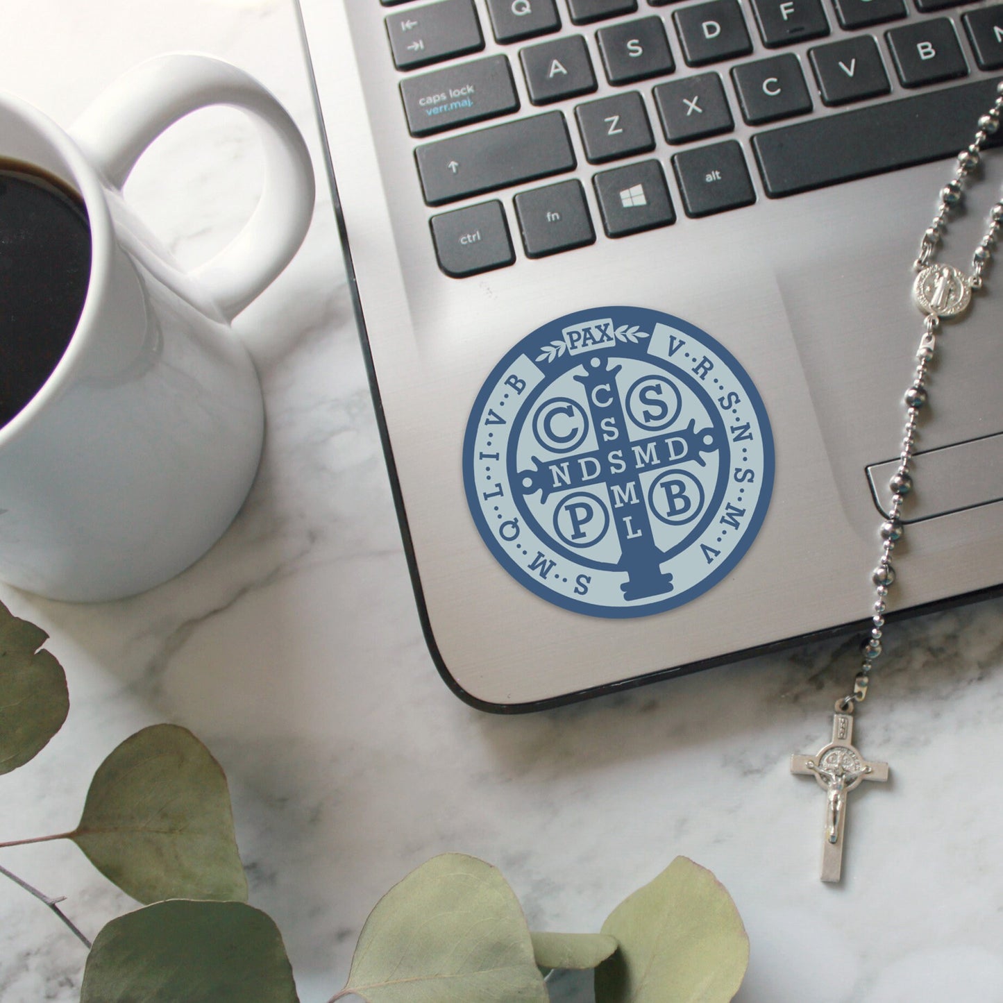 Blue St Benedict Medal Sticker for Catholics